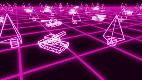 Retro-80s-game-tanks-VHS-tape-video-war-battle-vector-arcade-tron-wireframe-4k